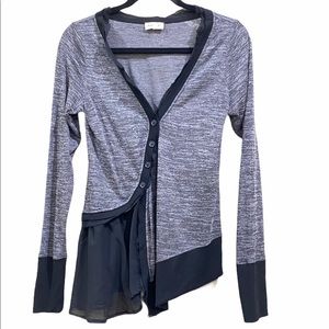 Anthropologie Meadow Rue Black Gray Button Sweater